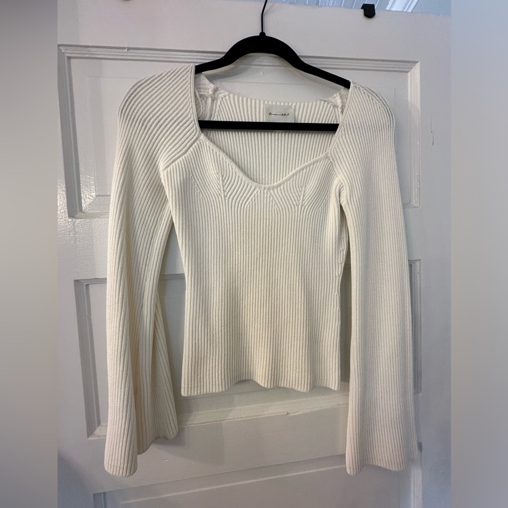Line and Dot, White Sweater Blouse, Size XS